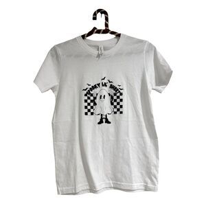 Bella Canvas White Ghost Graphic Tee NWOT